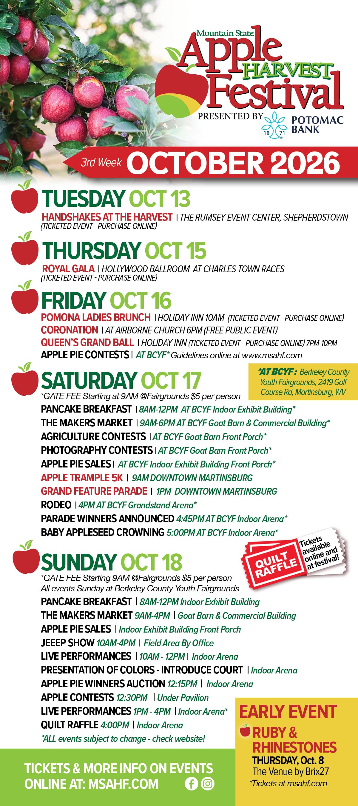 2026 MSAHF schedule rack card