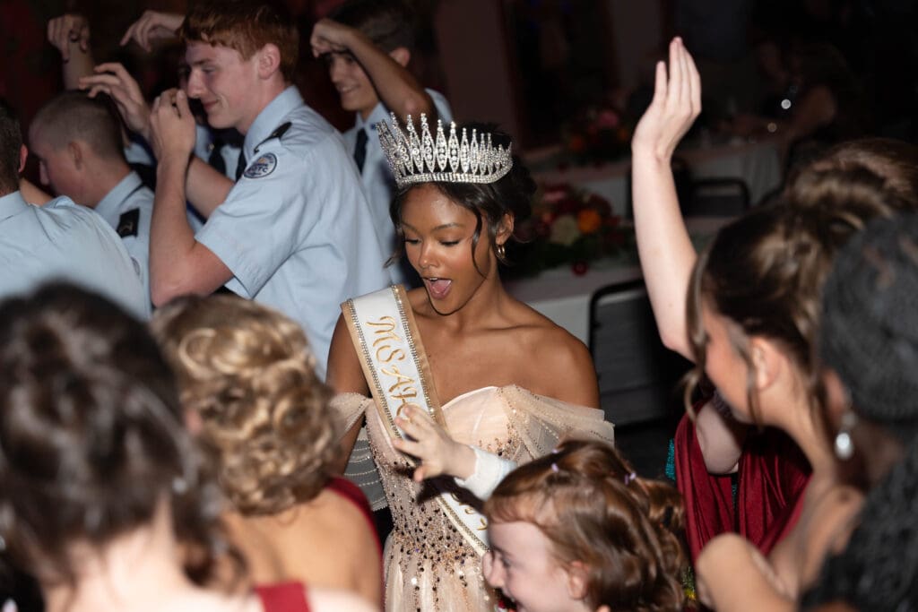 Queen Pomona dancing at the Queen’s Grand Ball